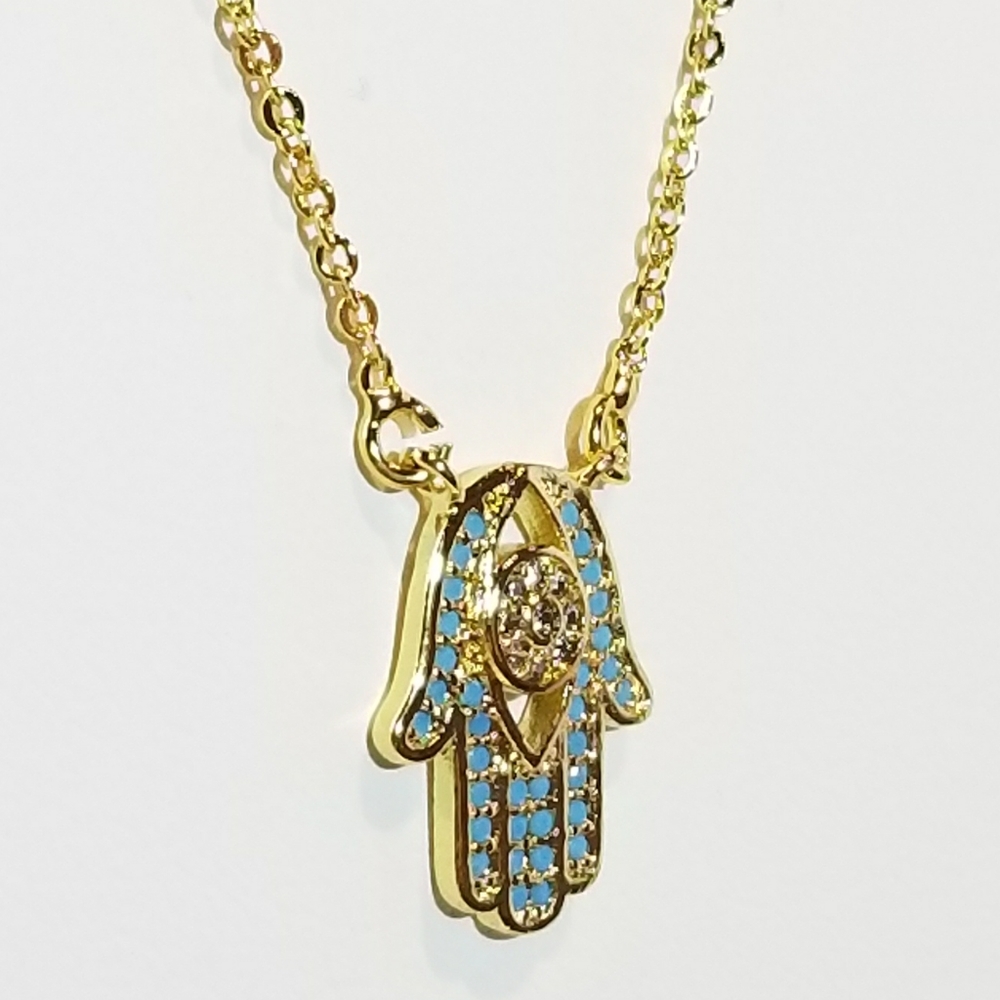 Dainty Hamsa Pave CZ Necklace NEW - Picture 4 of 7